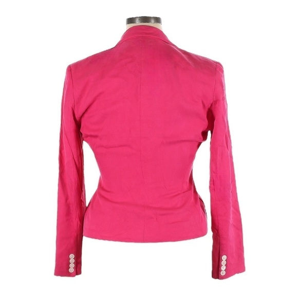 Lauren Ralph Lauren Silk Blazer Hot Pink Size 10 One Button Tailored Barbiecore - Picture 2 of 10